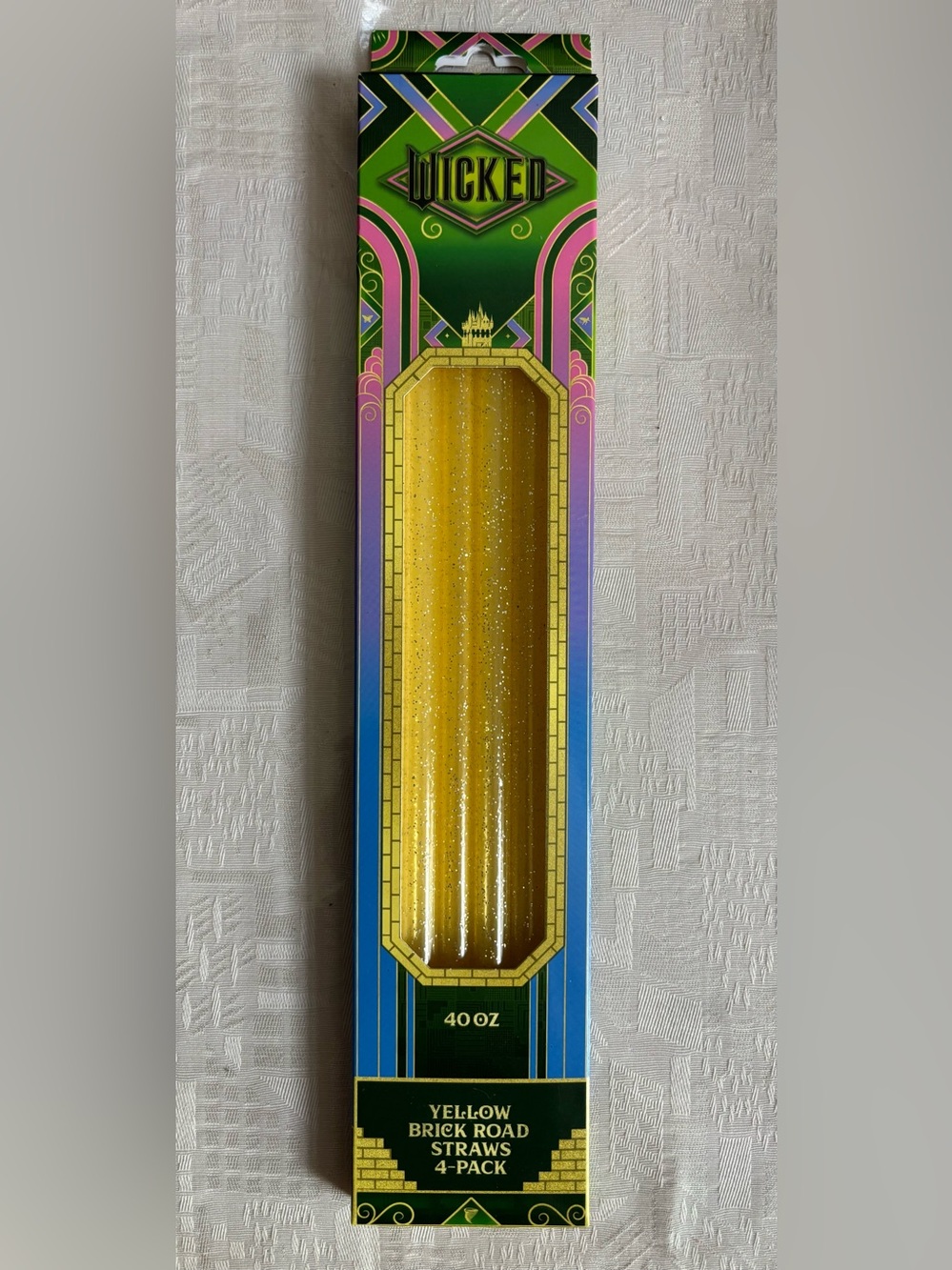 Wicked The Musical Yellow Brick Road Straws 40oz, 4 pack, NEW